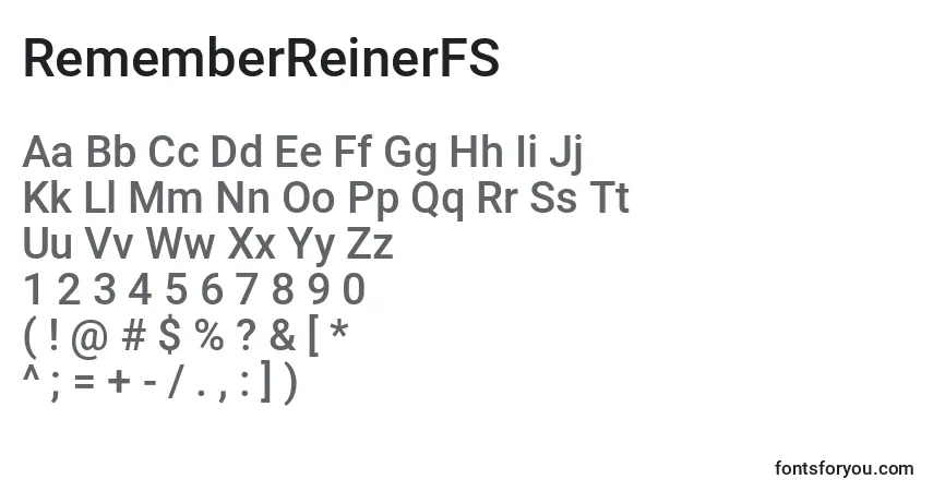 Fuente RememberReinerFS (138446) - alfabeto, números, caracteres especiales