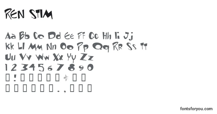 A fonte REN STIM – alfabeto, números, caracteres especiais