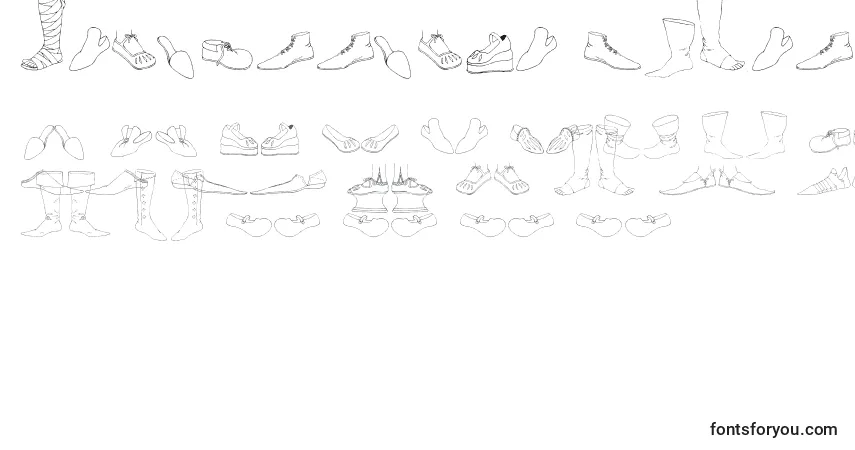 A fonte Renaissance Shoes – alfabeto, números, caracteres especiais