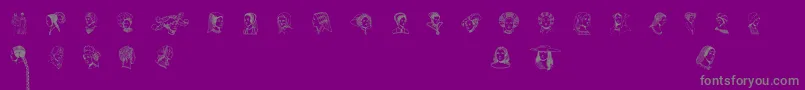 Weitere Informationen zur RenaissanceCoiffure-Schriftart RenaissanceCoiffure-Schriftart – Graue Schriften auf violettem Hintergrund