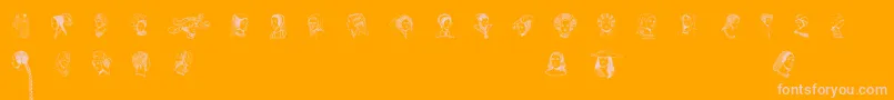 RenaissanceCoiffure-fontti – vaaleanpunaiset fontit oranssilla taustalla