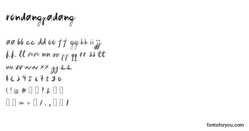 Czcionka Rendangpadang – alfabet, cyfry, specjalne znaki