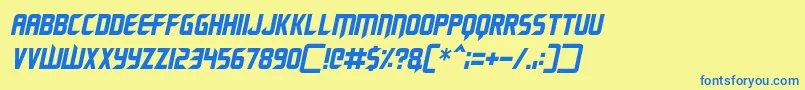 Renegade Moons Italic Font – Blue Fonts on Yellow Background