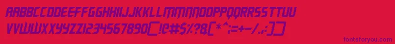 Renegade Moons Italic-fontti – violetit fontit punaisella taustalla