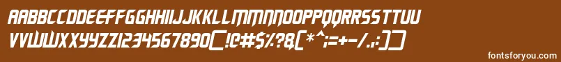 Renegade Moons Italic-Schriftart – Weiße Schriften auf braunem Hintergrund