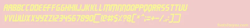 Fonte Renegade Moons Italic – fontes amarelas em um fundo rosa