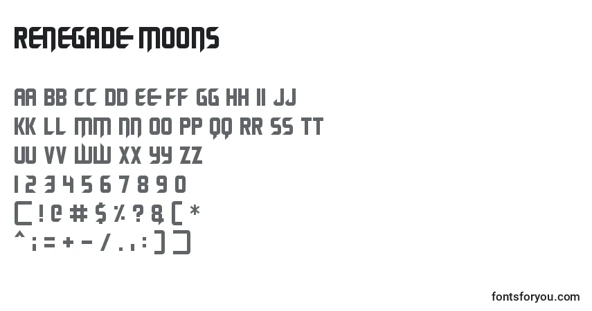 Czcionka Renegade Moons – alfabet, cyfry, specjalne znaki
