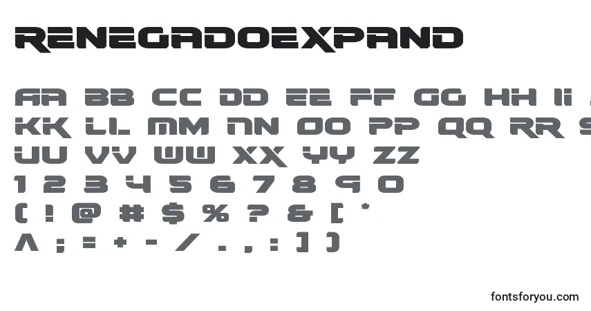 Schriftart Renegadoexpand (138464) – Alphabet, Zahlen, spezielle Symbole