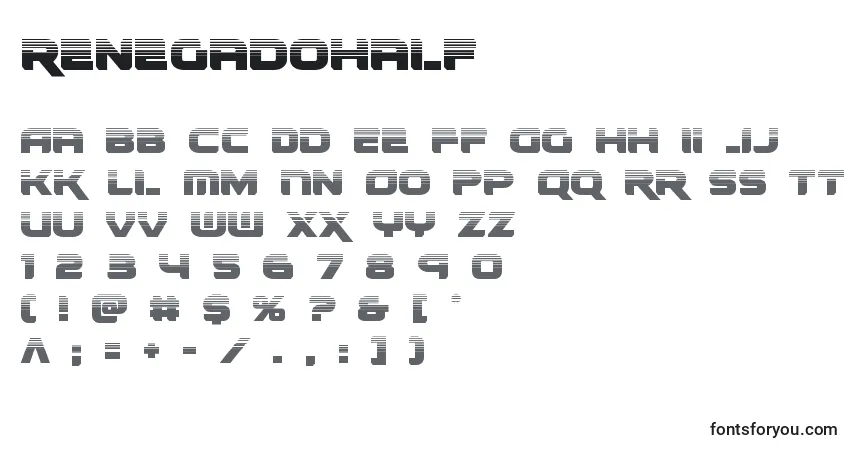 Schriftart Renegadohalf (138468) – Alphabet, Zahlen, spezielle Symbole