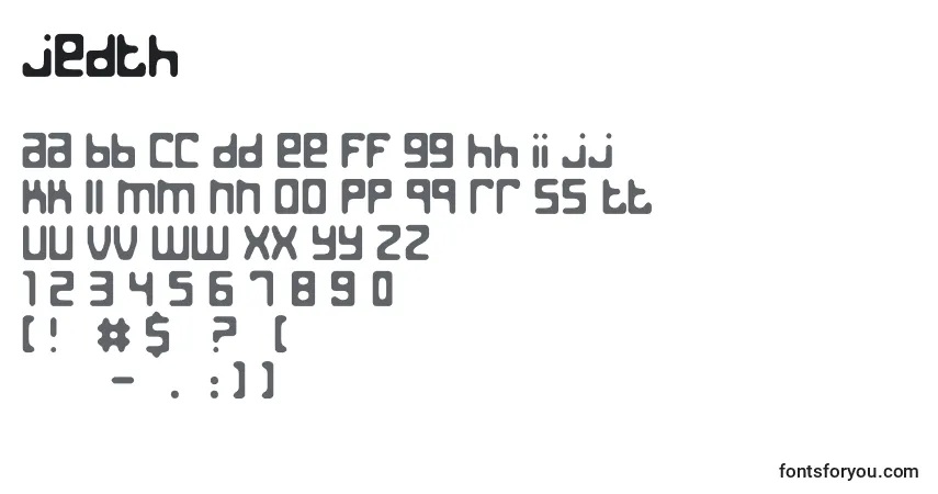 Czcionka Jedth – alfabet, cyfry, specjalne znaki
