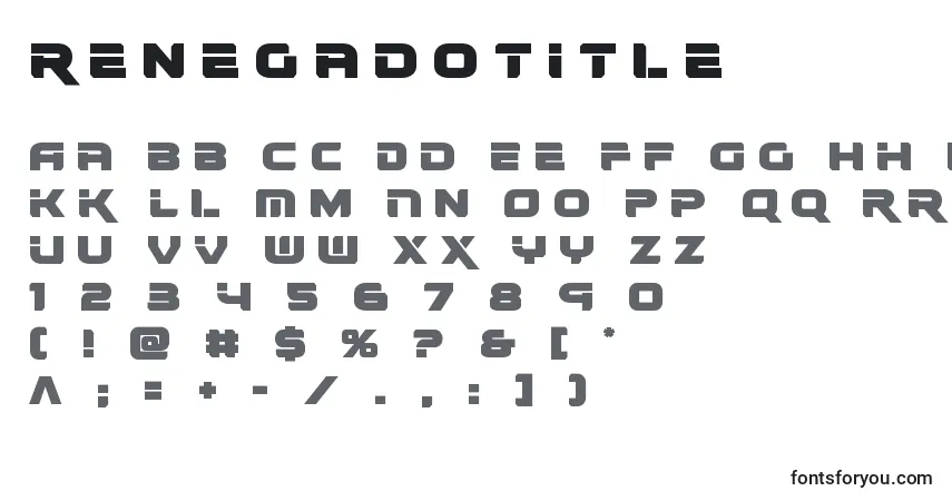 Czcionka Renegadotitle – alfabet, cyfry, specjalne znaki