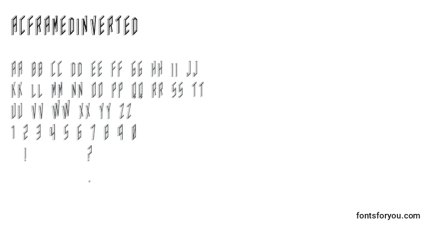 A fonte Acframedinverted – alfabeto, números, caracteres especiais