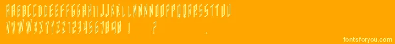 Acframedinverted-Schriftart – Gelbe Schriften auf orangefarbenem Hintergrund