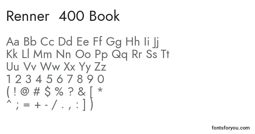 A fonte Renner  400 Book – alfabeto, números, caracteres especiais