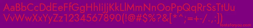 Renner  400 Book Font – Red Fonts on Purple Background