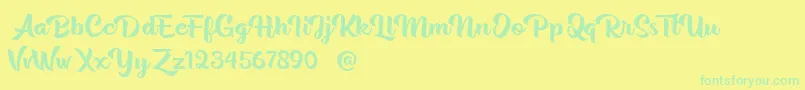 Fonte Rentuck – fontes verdes em um fundo amarelo