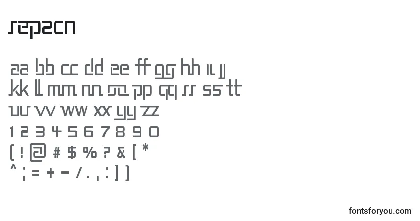A fonte REP2CN   (138484) – alfabeto, números, caracteres especiais