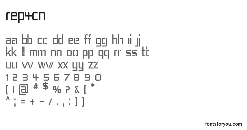 A fonte REP4CN   (138486) – alfabeto, números, caracteres especiais