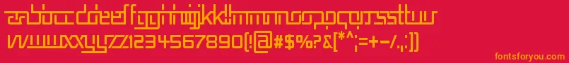 フォントREP5CN   – 赤い背景にオレンジの文字