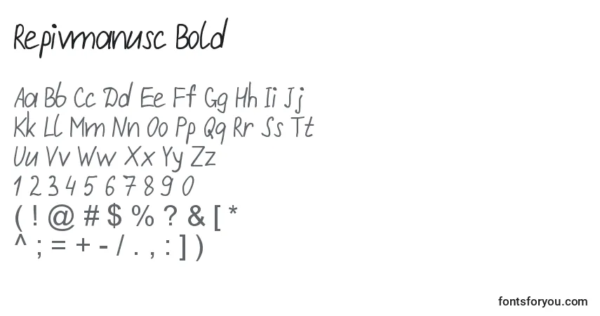 Repivmanusc Bold-fontti – aakkoset, numerot, erikoismerkit