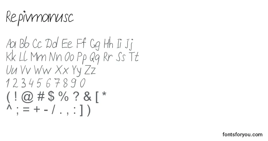 A fonte Repivmanusc (138490) – alfabeto, números, caracteres especiais