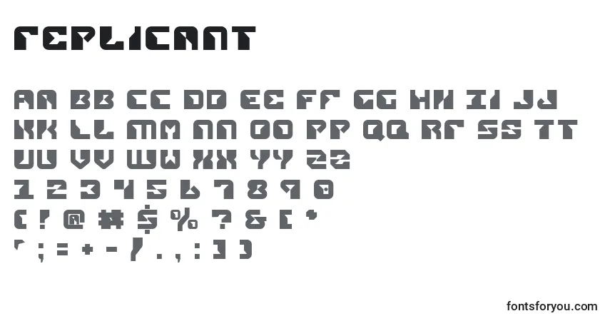 Schriftart Replicant (138492) – Alphabet, Zahlen, spezielle Symbole