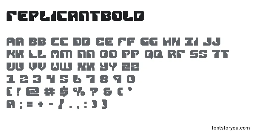 Czcionka Replicantbold – alfabet, cyfry, specjalne znaki