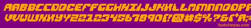 Weitere Informationen zur replicantboldital-Schriftart replicantboldital-Schriftart – Orangefarbene Schriften auf violettem Hintergrund