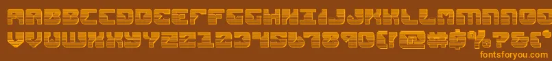 フォントreplicantchrome – オレンジ色の文字が茶色の背景にあります。