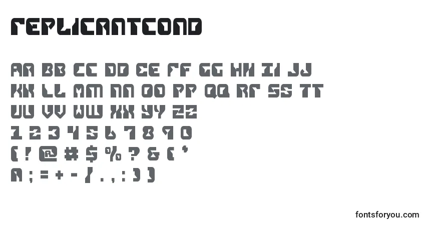 Replicantcond-fontti – aakkoset, numerot, erikoismerkit