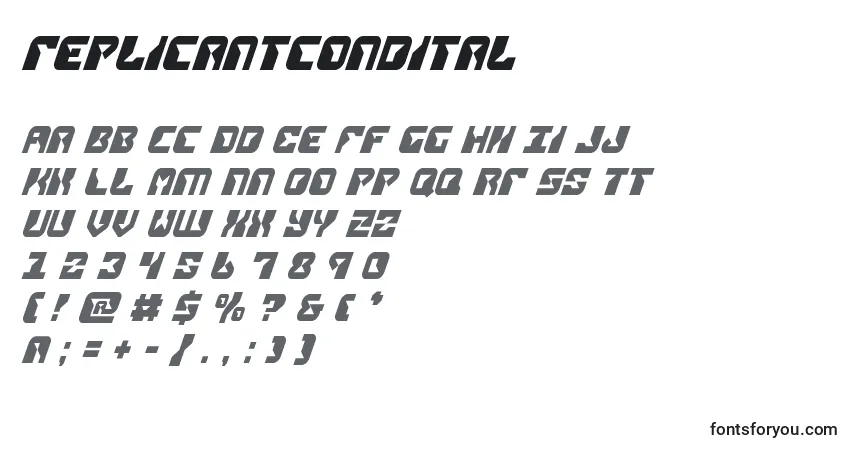 Replicantcondital-fontti – aakkoset, numerot, erikoismerkit