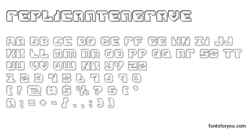 Schriftart Replicantengrave – Alphabet, Zahlen, spezielle Symbole