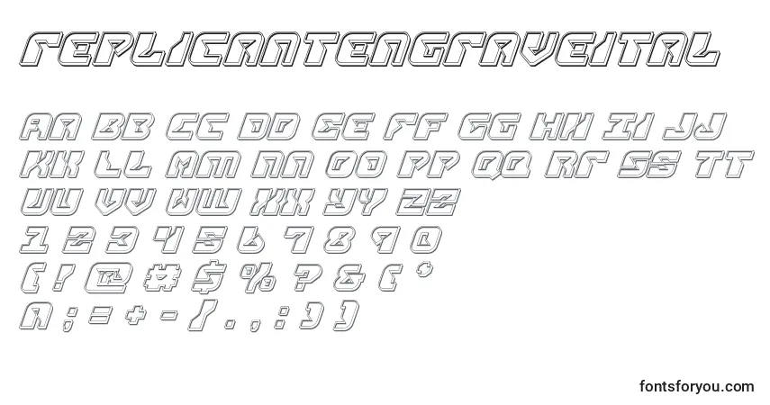Schriftart Replicantengraveital – Alphabet, Zahlen, spezielle Symbole
