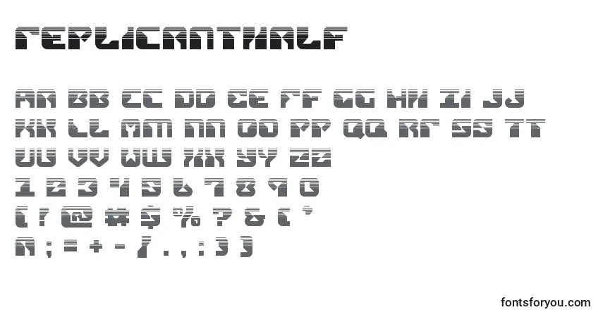 A fonte Replicanthalf – alfabeto, números, caracteres especiais