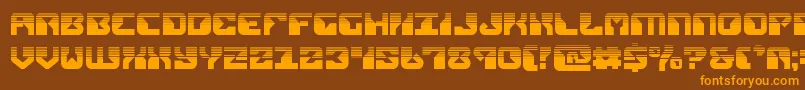 フォントreplicanthalf – オレンジ色の文字が茶色の背景にあります。