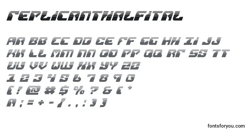 Schriftart Replicanthalfital – Alphabet, Zahlen, spezielle Symbole