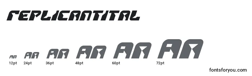 Replicantital Font Sizes