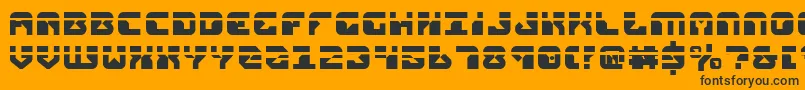 replicantlaser-Schriftart – Schwarze Schriften auf orangefarbenem Hintergrund