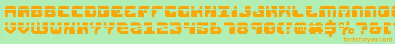 フォントreplicantlaser – オレンジの文字が緑の背景にあります。