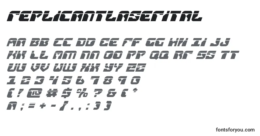 A fonte Replicantlaserital – alfabeto, números, caracteres especiais