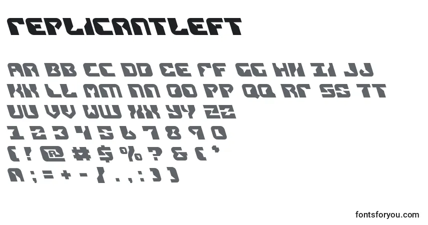 Schriftart Replicantleft – Alphabet, Zahlen, spezielle Symbole