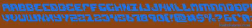 replicantleft-Schriftart – Blaue Schriften auf braunem Hintergrund