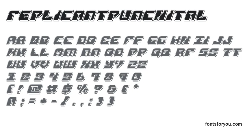 Schriftart Replicantpunchital – Alphabet, Zahlen, spezielle Symbole