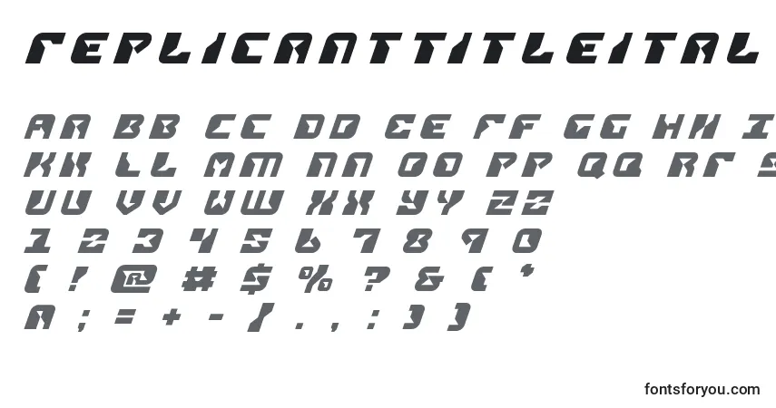 Шрифт Replicanttitleital – алфавит, цифры, специальные символы