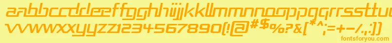 フォントREPUBI   – オレンジの文字が黄色の背景にあります。