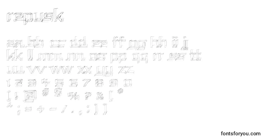 Schriftart REPUSK   (138528) – Alphabet, Zahlen, spezielle Symbole