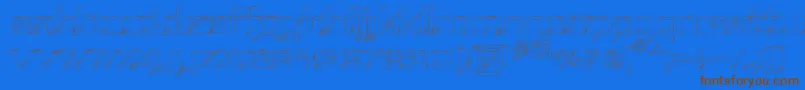 フォントREPUSK   – 茶色の文字が青い背景にあります。