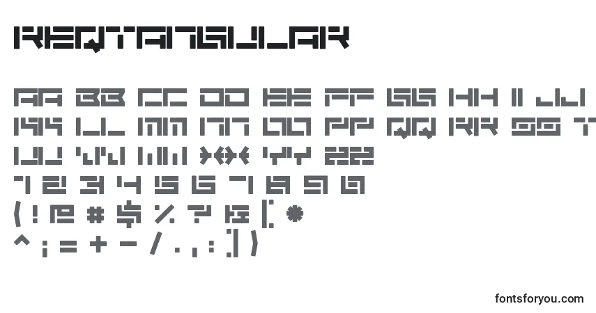 A fonte Reqtangular – alfabeto, números, caracteres especiais
