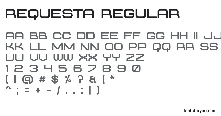 A fonte Requesta regular – alfabeto, números, caracteres especiais