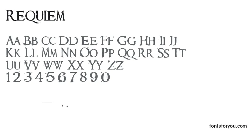 Czcionka Requiem (138532) – alfabet, cyfry, specjalne znaki